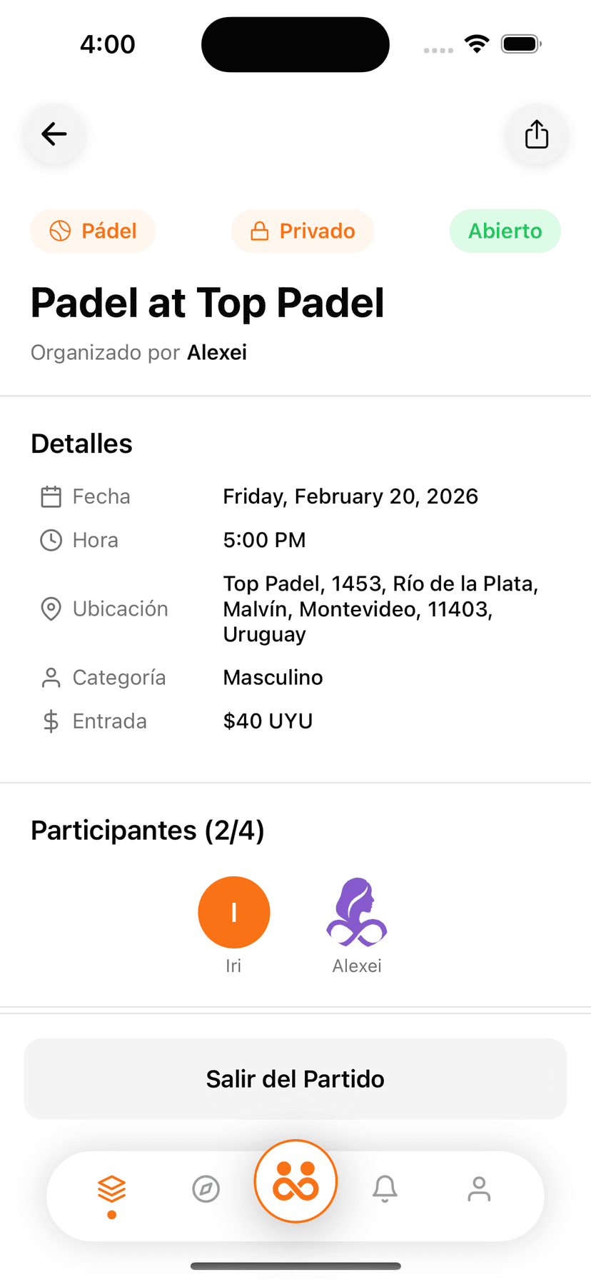 Ver detalles del partido